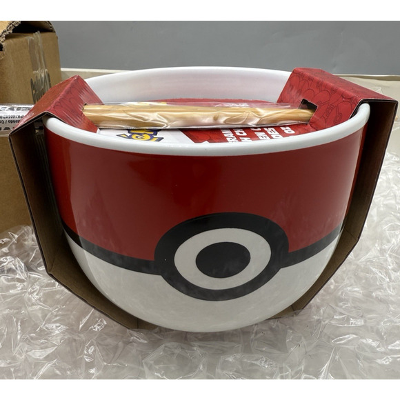 Nintendo Pokémon Pokeball 20oz Ceramic Ramen Noodle Bowl W/ Chopsticks Gift READ - Picture 2 of 16